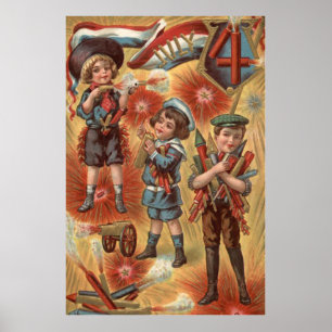 Kinderbrandweerexplosie in Fireworks Poster