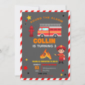 Kinderbrandweerwagen verjaardagsuitnodiging kaart (Voorkant)