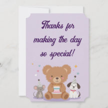 Kindercard met bedankje voor verjaardagsfeestje