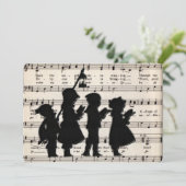 KinderCarolers met oude kerstmuziek Kaart (Staand voorkant)