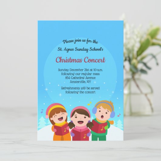 KinderCaroling Holiday Uitnodiging (Staand voorkant)