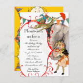 Kindercircus Elephant Peacock Giraffe Party Uitnodiging Briefkaart (Voorkant / Achterkant)