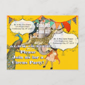 Kindercircus Elephant Peacock Giraffe Party Uitnodiging Briefkaart (Achterkant)