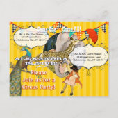 Kindercircus Elephant Peacock Giraffe Party Uitnodiging Briefkaart (Achterkant)