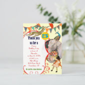 Kindercircus Elephant Peacock Giraffe Party Uitnodiging Briefkaart (Staand voorkant)