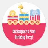 Kindercircus trein verjaardagsfeestje stickers (Voorkant)