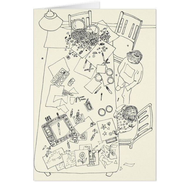 Kindercreatieve Mess Funny Family Line Drawing (Voorkant)