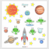 Kinderdagboekjes Aliens Spaceships Solar System Sticker (Vel)