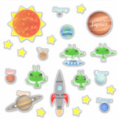 Kinderdagboekjes Aliens Spaceships Solar System Sticker (Voorkant)