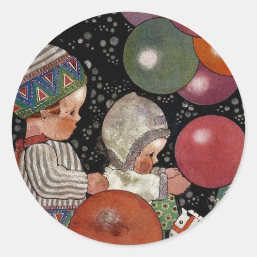  Kinderdagfeest, ballonnen en speelgoed Ronde Sticker (Voorkant)