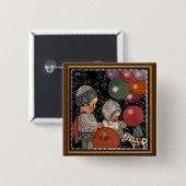 Kinderdagfeest, ballonnen en speelgoed Vierkante Button 5,1 Cm (Voorkant /achterkant)