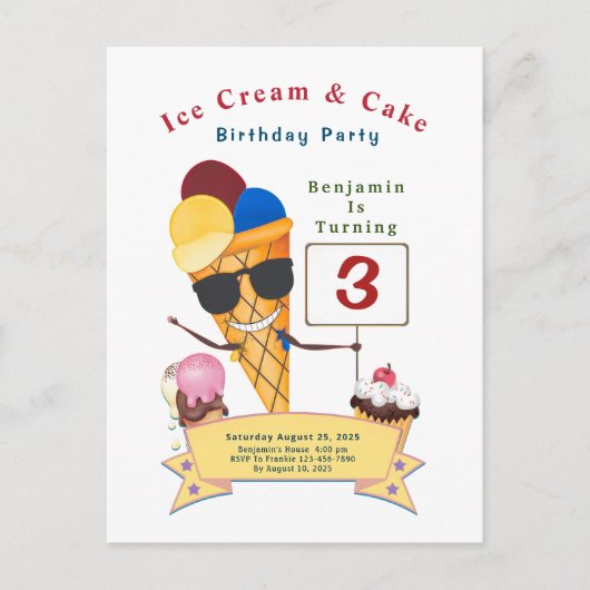 Kinderdagfeest Fun Cute Uitnodiging Briefkaart (Voorkant)