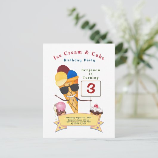 Kinderdagfeest Fun Cute Uitnodiging Briefkaart (Staand voorkant)