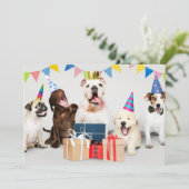 Kinderdagfeest Uitnodiging, Honden, Naam Kaart (Staand voorkant)