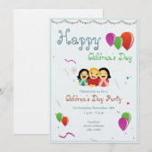 Kinderdagfeest Uitnodigingskaart Kaart (Voorkant / Achterkant)