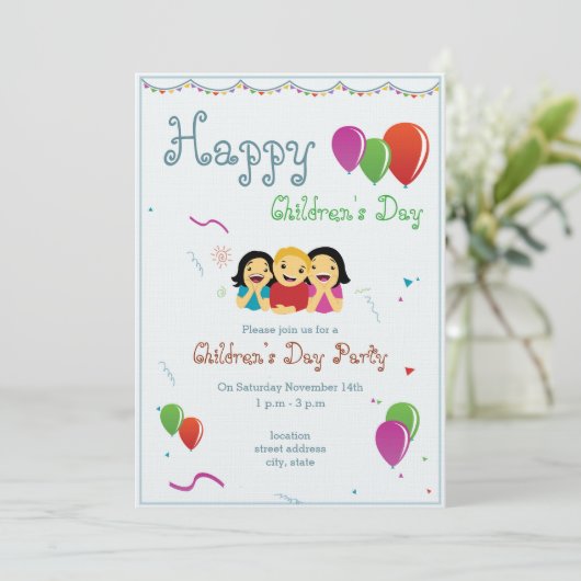 Kinderdagfeest Uitnodigingskaart Kaart (Staand voorkant)