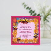 Kinderdaguitnodiging 039B: 7 Ladybugs Kaart (Staand voorkant)