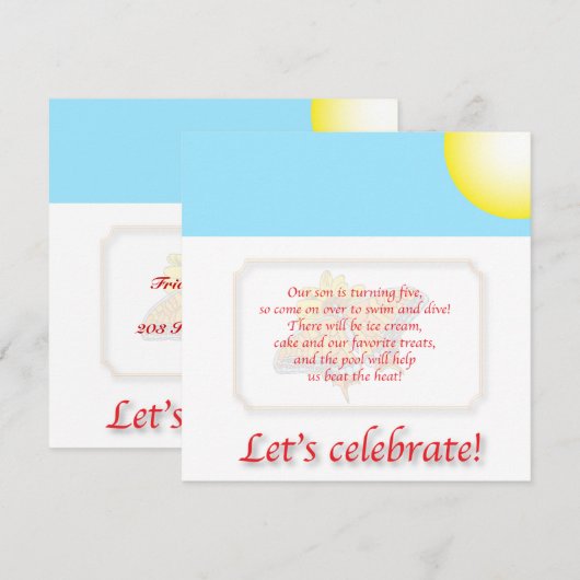 Kinderdaguitnodiging Kaart (Voorkant / Achterkant)