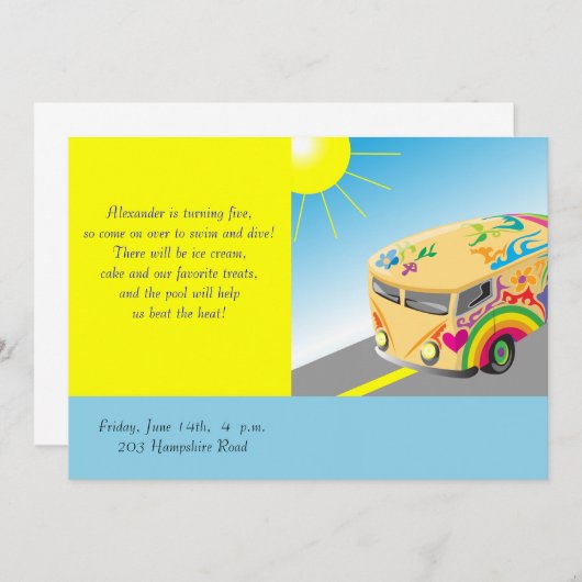 Kinderdaguitnodiging Kaart (Voorkant / Achterkant)