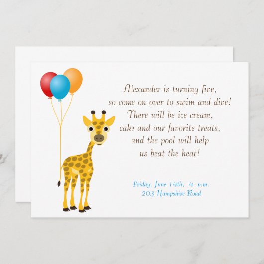 Kinderdaguitnodiging Kaart (Voorkant / Achterkant)