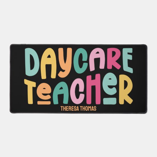 Kinderdagverblijf Leraar | Leuke kleurrijke tekst Bureaumat (Voorkant)