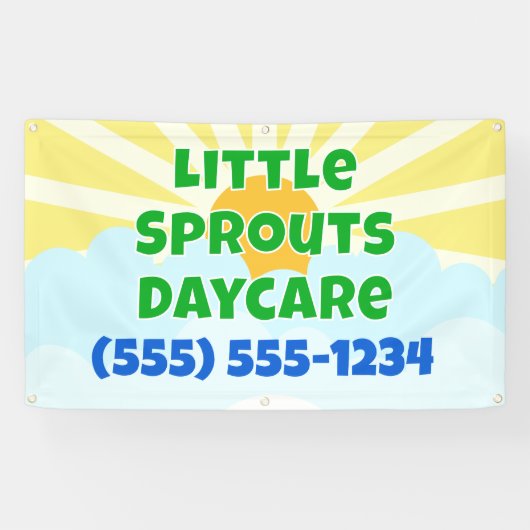 Kinderdagverblijf Sunny Eigen Vaandel Spandoek (Horizontaal)