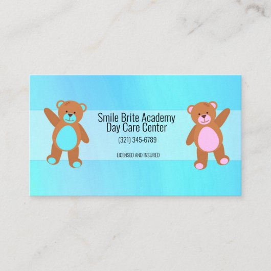 Kinderdagverblijf Watercolor Blue Child Visitekaartje (Voorkant)