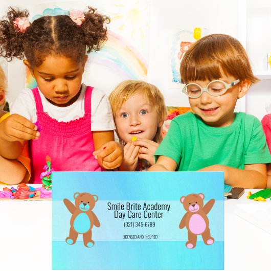 Kinderdagverblijf Watercolor Blue Child Visitekaartje