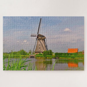 Kinderdijk Historische Windmolens Holland. Legpuzzel
