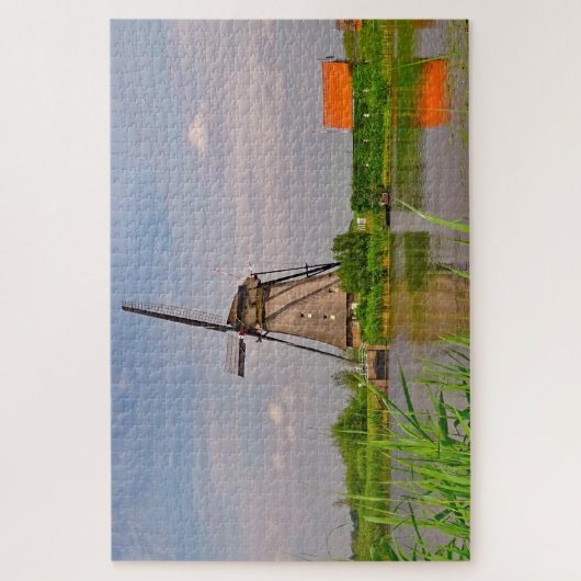 Kinderdijk Historische Windmolens Holland. Legpuzzel (Verticaal)
