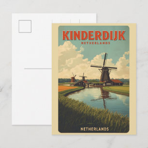 Kinderdijk Holland Nederland Windmolens cadeaus Briefkaart