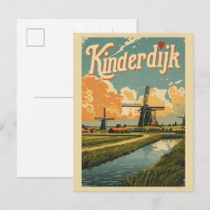Kinderdijk Holland Nederland Windmolens cadeaus Briefkaart