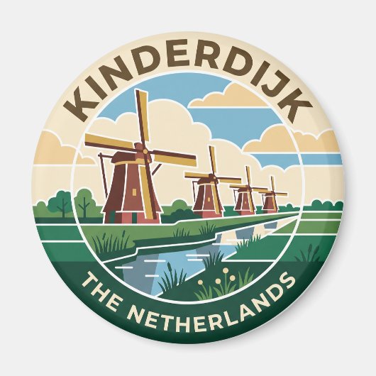 Kinderdijk-molens Nederland Magneet (Voorkant)