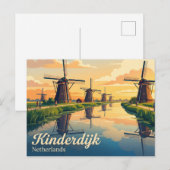 Kinderdijk Nederland Briefkaart (Voorkant / Achterkant)