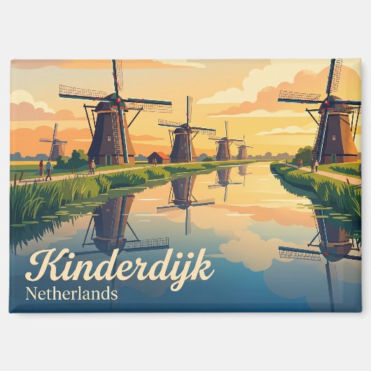 Kinderdijk Nederland Magneet (Voorkant)