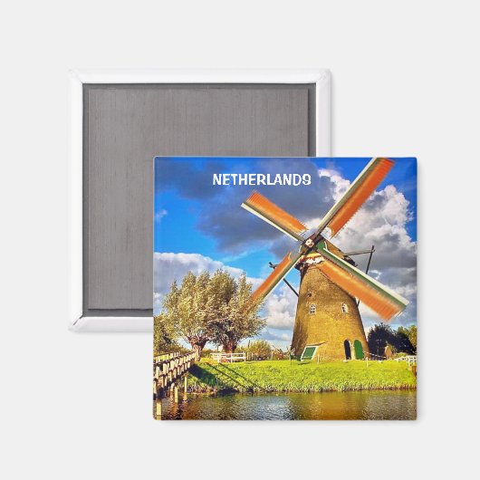 KINDERDIJK, NEDERLAND MAGNEET (Voorkant / Achterkant)