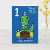 Kinderdinosaurus Verjaardag Kaart Elke Naam Elke L (Gele Bloem)