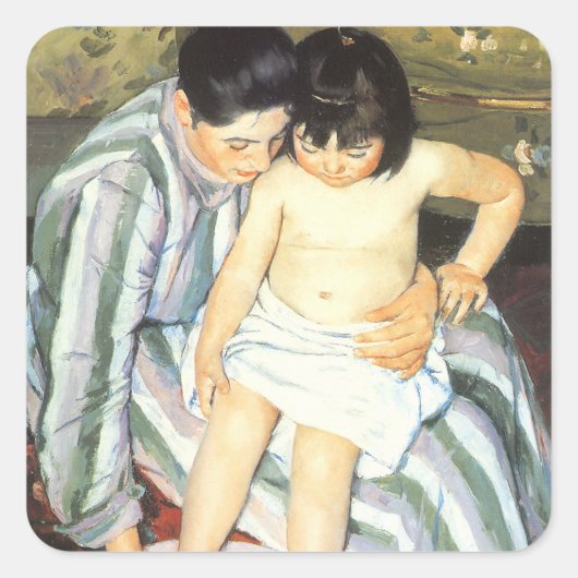 Kindereed van Mary Cassatt  Impressionisme Vierkante Sticker (Voorkant)