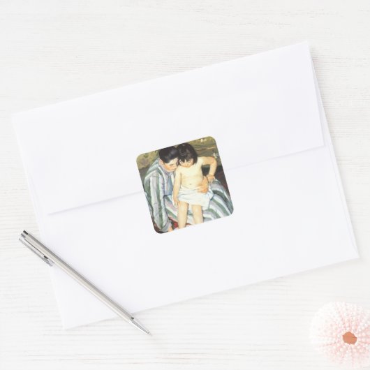 Kindereed van Mary Cassatt  Impressionisme Vierkante Sticker (Envelop)