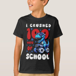 Kinderen 100 dagen school dinosaurus monstertruck t-shirt