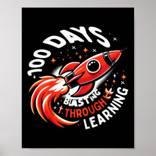 Kinderen 100 dagen school ruimte raket 100ste dag poster