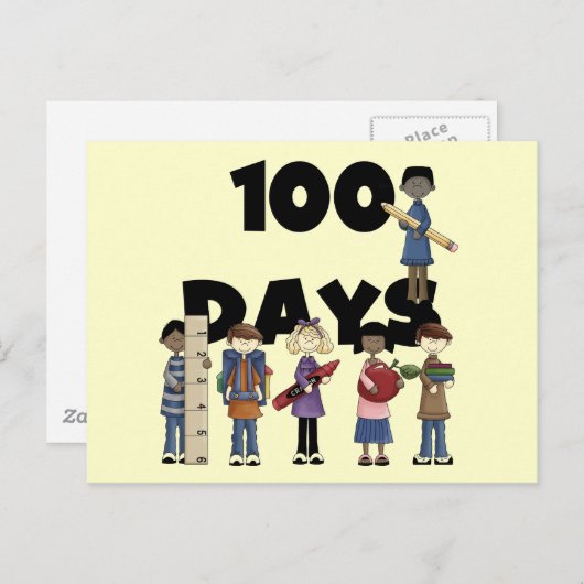Kinderen 100 dagen T-shirts en cadeautjes op schoo Briefkaart (Voorkant / Achterkant)