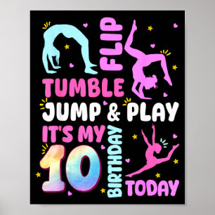 Kinderen 10 Jaar Verjaardag Turnster 10e Turnen Ge Poster