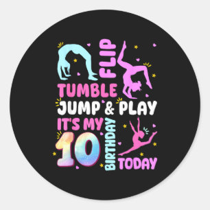 Kinderen 10 Jaar Verjaardag Turnster 10e Turnen Ge Ronde Sticker