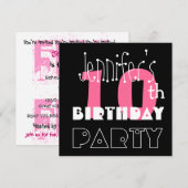 Kinderen 10e Verjaardag Custom Name Modern Pink Kaart (Voorkant / Achterkant)