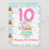 Kinderen 10e verjaardagskaarten voor meisjes bedankkaart (Voorkant / Achterkant)