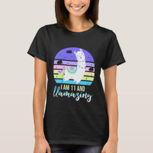 Kinderen 11 jaar oud 11e verjaardag Llamazing Llam T-shirt