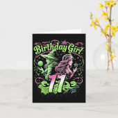 Kinderen 11e verjaardag Heks Roze En Groen 11 Jaar Kaart (Gele Bloem)