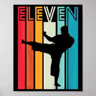 Kinderen 11e verjaardagscadeau Karate Retro Taekwo Poster