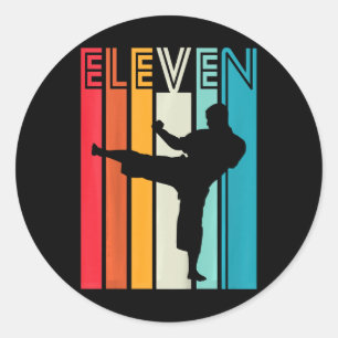 Kinderen 11e verjaardagscadeau Karate Retro Taekwo Ronde Sticker
